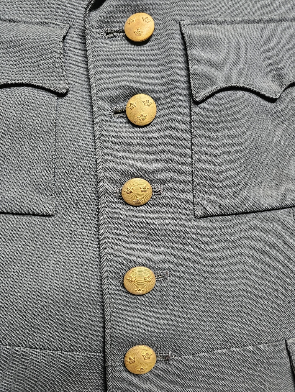 Swedish 1960s Army CBV Karlskrona M60 Dress Jacket w/ 3 Crown Buttons Size L - Picture 2 of 8